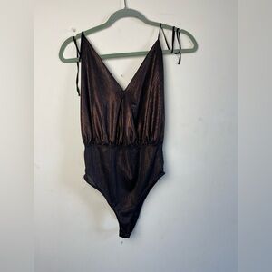 Zara Metallic Brown Bodysuit